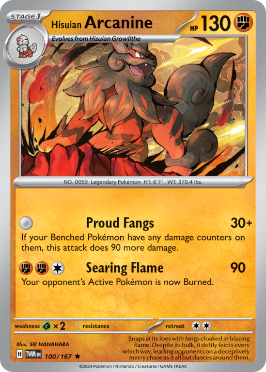 Hisuian Arcanine 100/167 Scarlet & Violet Twilight Masquerade