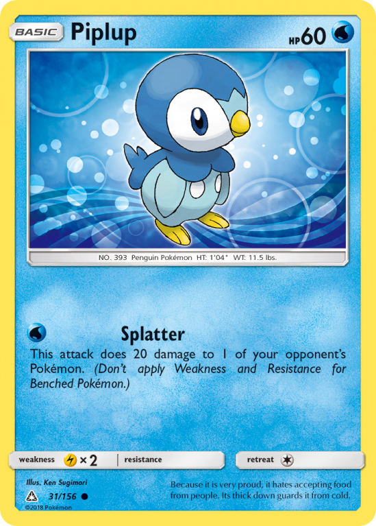 Piplup 31/156 Sun & Moon Ultra Prism