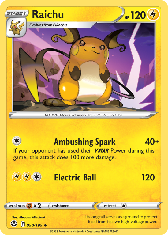 Raichu 50/195 Sword & Shield Silver Tempest